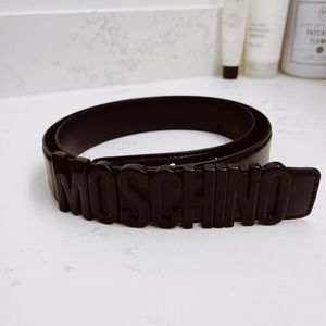 Moschino Logo Lettering Buckle Leather Belt